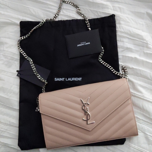 Yves Saint Laurent Handbags - YSL Medium Chain Wallet-Pale Pink